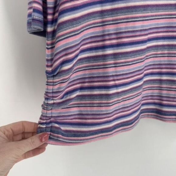 T by Talbots Women's Striped 3/4 Sleeve V-Neck Blouse Top Blue Pink Size Plus 2X - Picture 5 of 7